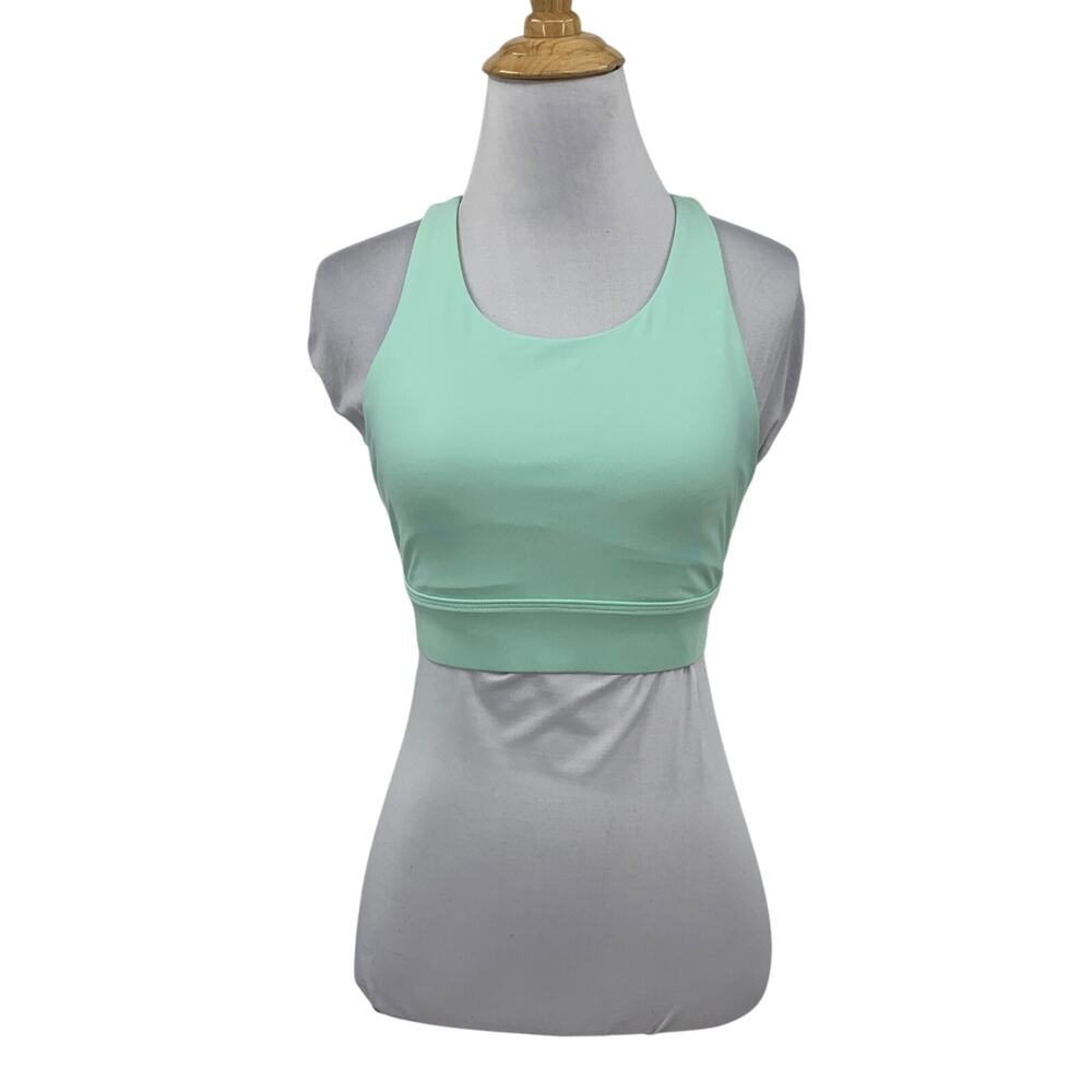 Fabletics Sports Bra Women XS Extra Small Mint No Bounce Padded Longline Cutout